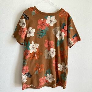 Cat & Jack Brown Tropical Floral Short Sleeve Tee 8 10